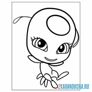 Раскраска тикки квами из леди баг