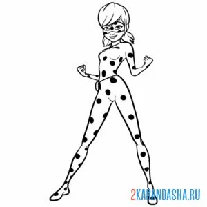 Раскраска красивая спортивная леди баг