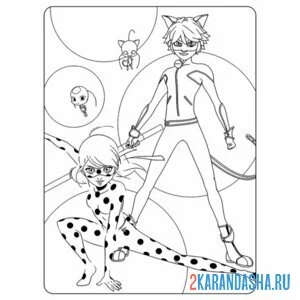 Раскраска квами леди баг и супер-кот