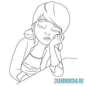 Раскраска леди баг спит
