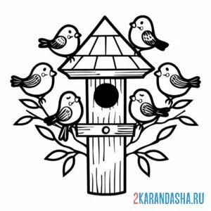 Раскраска скворечник