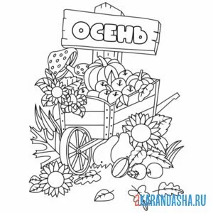 Раскраска осень подсолнухи и тыква