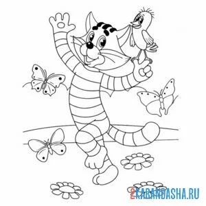 Раскраска кот матроскин и галчонок