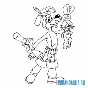 Раскраска шарик поймал зайчика