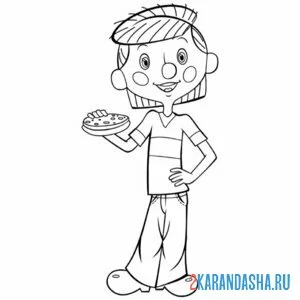 Раскраска дядя федор ест бутерброд