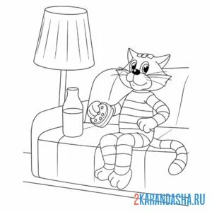 Раскраска кот матроскина на диване