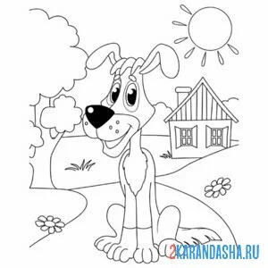 Раскраска шарик в деревне
