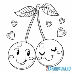 Раскраска вишня любовь каваи