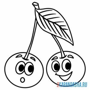 Раскраска каваи вишня улыбка