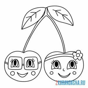 Раскраска вишня мальчик и девочка