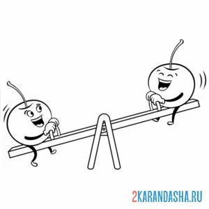 Раскраска вишня на качелях
