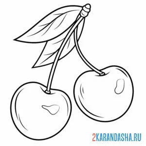 Раскраска листочки на вишне