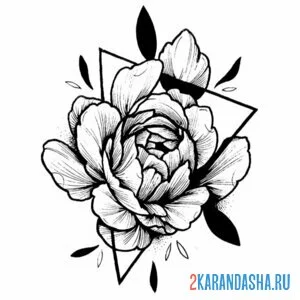 Раскраска пион необычная тату