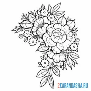 Раскраска пион рисунок несложный