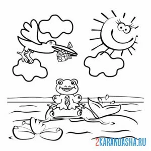 Раскраска чайка и лягука