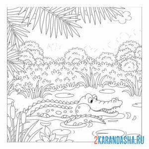 Раскраска крокодил из африки