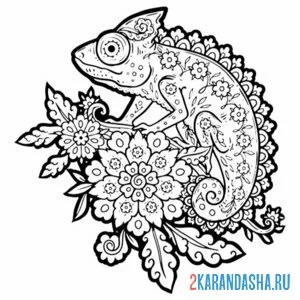 Раскраска хамелеон арт антистресс