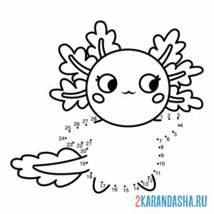 Раскраска аксолотль обведи