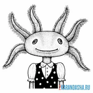 Раскраска аксолотль школьница