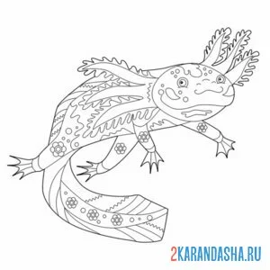 Раскраска аксолотль как антистресс