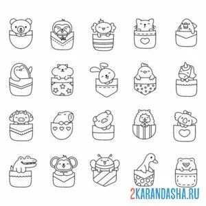 Раскраска наклейки в кармане