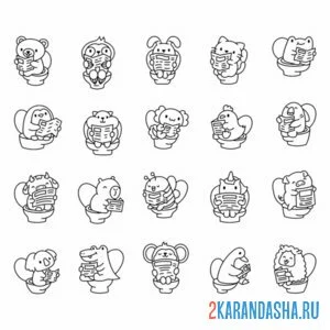 Раскраска наклейки пины на унитазе