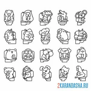 Раскраска унитазная тема наклейки