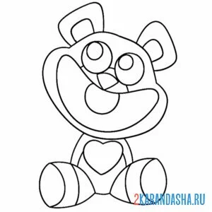 Раскраска улыбающиеся твари bobby bearhug plushie