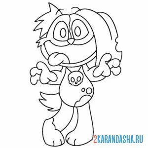 Раскраска улыбающиеся твари mangymutt