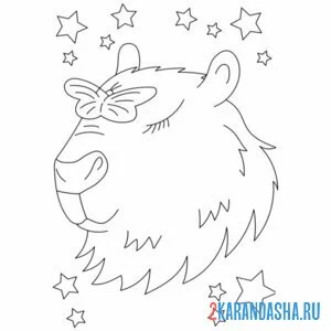 Раскраска капибара с бабочкой