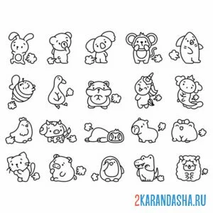 Раскраска капибара и другие наклейки