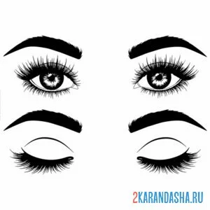 Раскраска открытые и закрытые глаза