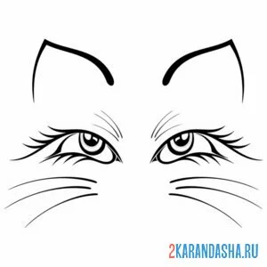 Раскраска глаза кошечки иллюстрация