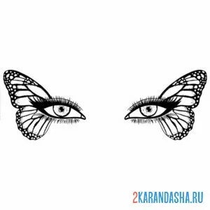 Раскраска глаза и бабочки