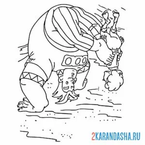 Раскраска алеша попович вверх ногами
