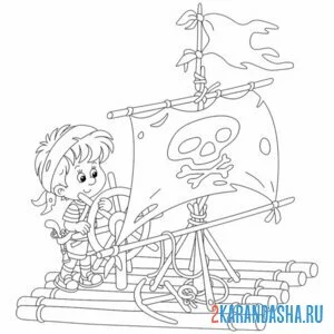 Раскраска плот из дерева