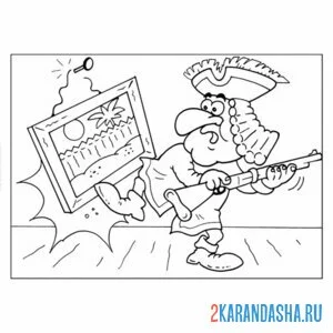 Раскраска пират из остров сокровищ