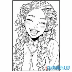 Раскраска эстетика девушка эльф
