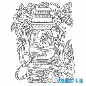 Раскраска эстетика фонарь