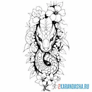 Раскраска эстетика тату змея