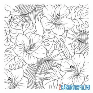 Раскраска эстетика бэкграунд цветы