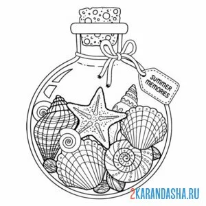 Раскраска эстетика бутылка лета