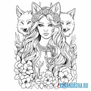 Раскраска эстетика девушки и звери