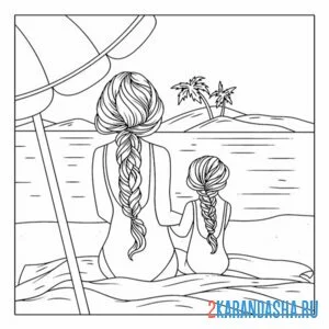 Раскраска мама и дочка эстетика