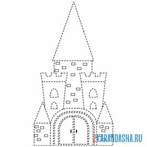 Раскраска замок по линии