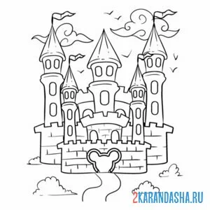 Раскраска микки маус замок