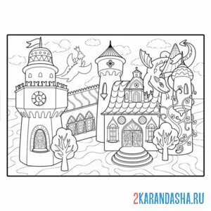 Раскраска замок с узорами