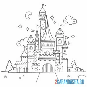 Раскраска замок принцессы милый