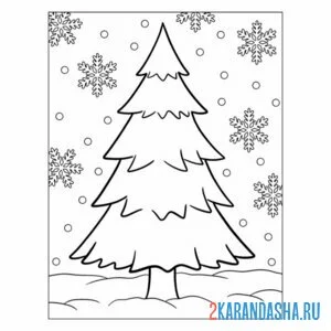 Раскраска зимняя елка дерево