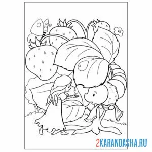Раскраска дюймовочка пьет